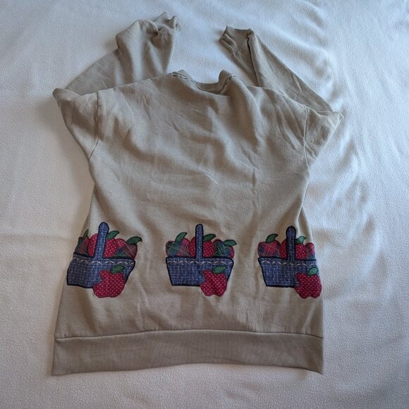 Jerzees Cardigan Beige Fleece Long Sleeve Button up Patchwork Large Unisex EUC - Picture 16 of 16